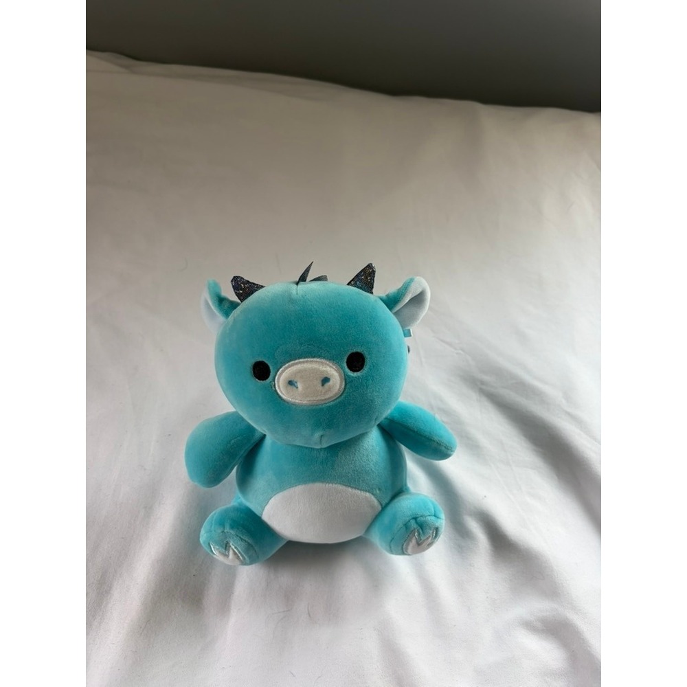 Squishmallows Tatiana the Dragon Teal Blue Silver Glitter Wings Plush Toy 7 inch